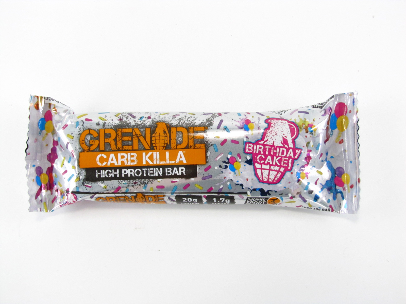 Grenade Carb Killa Protein Bar - Birthday Cake - front view