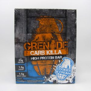 Grenade Carb Killa Protein Bar - Cookies & Cream Box of 12 - front view
