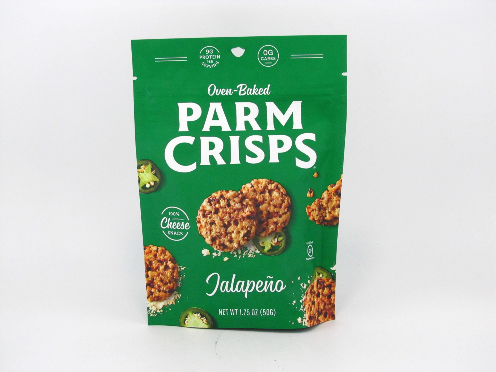 Parm Crisps Mini - Jalapeno (50g) - front view Parm Crisps Mini - Jalapeno (50g) - front view