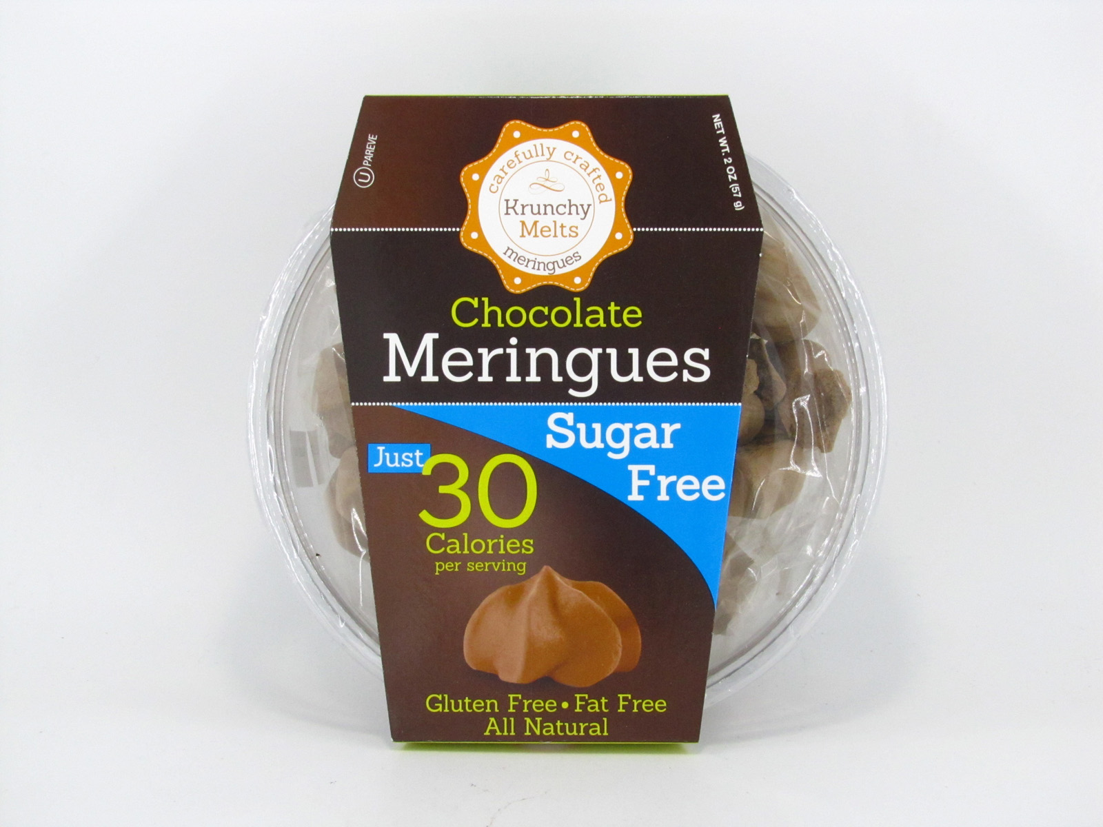 Krunchy Melts Meringues - Chocolate - front view Krunchy Melts Meringues - Chocolate - front view