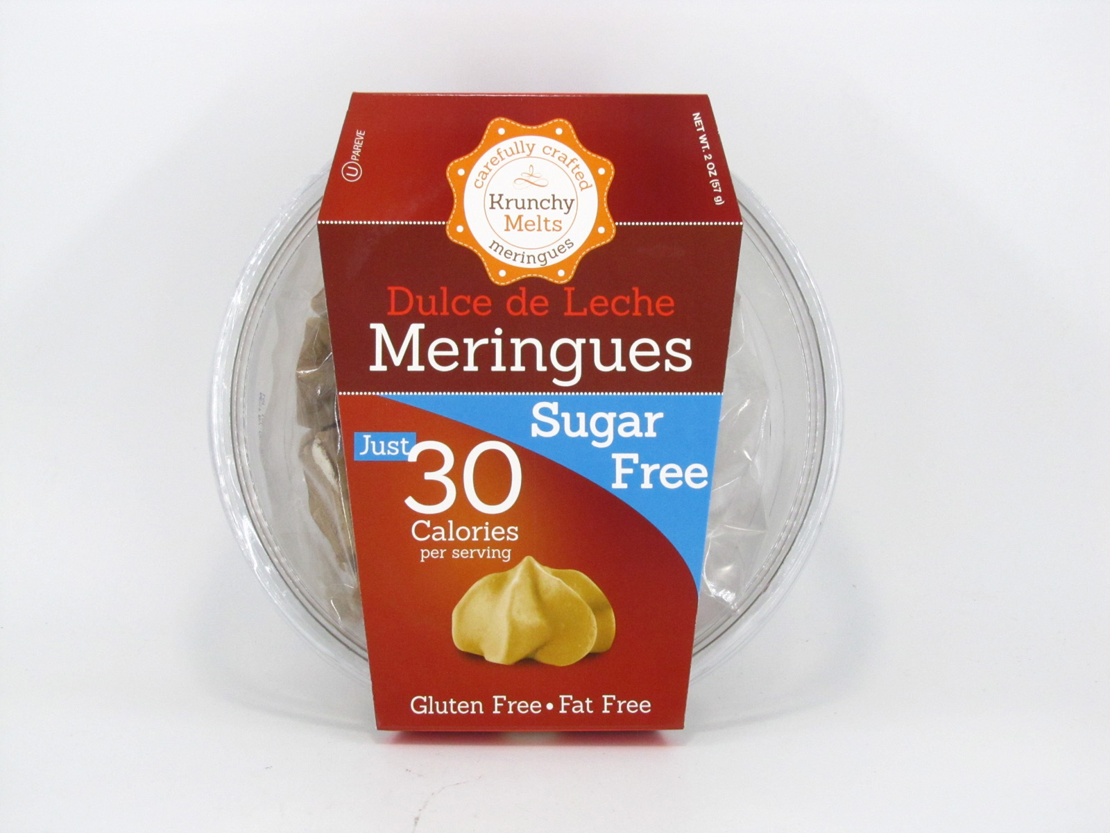 Krunchy Melts Meringues - Dulce de Leche - front view Krunchy Melts Meringues - Dulce de Leche - front view