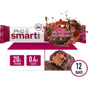 PhD Performance Nutrition Smart Bar Dark Chocolate Raspberry Box of 12 Bars